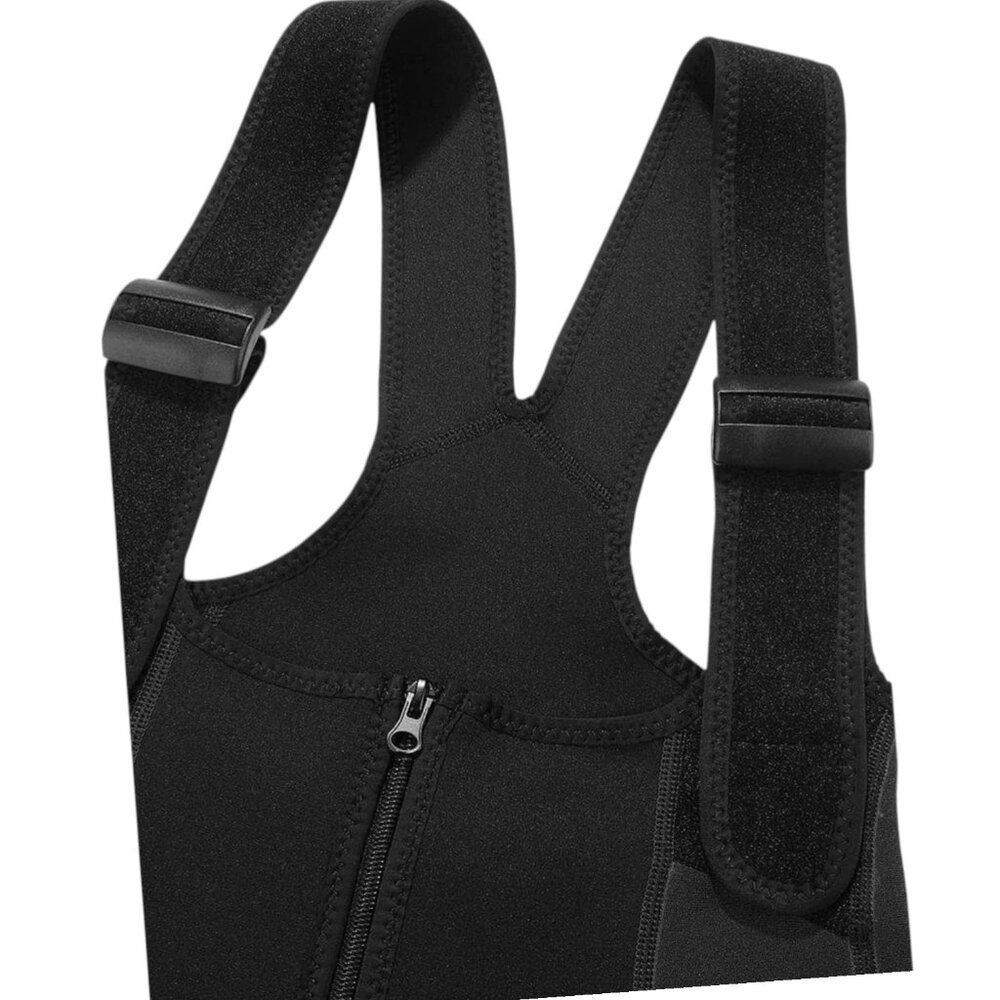 Neoprene Underbust Fitness Bib Overalls Shapewear Jumpsuit w/ Zipper & Pocket M - Picture 8 of 8